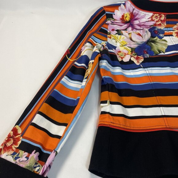 Joseph Ribkoff Floral & Stripe Zip Jacket – Size 10 (CAN/USA) - Picture 7 of 15